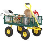 Carrinho de Jardim em Aço com Capacidade 200 kg e Laterais Removíveis 104x54x51 cm Verde e Amarelo