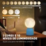 Conjunto de 3 Candeeiros de Mesa de Cabeceira 3D Candeeiros de Mesa com 3 Cores Brilho Ajustável em 10 Níveis Conexão USB Branco