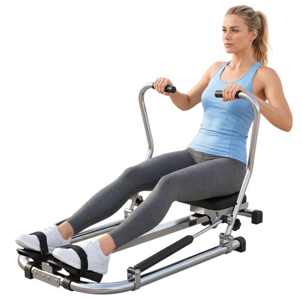 Máquina de Remo Hidráulico Dobrável com 4 Níveis de Resistência Ecrã Digital e Pedal Antiderrapante para Fitness em Casa Aço 129x70x70cm Preto e Prata