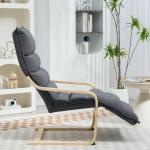 Poltrona de Salão com Apoio para os Pés Ajustável Estofada em Veludo com Estrutura de Madeira 67x93x105 cm Cinzento Escuro