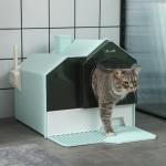 Caixa de Areia Fechada para Gatos com Bandeja Amovível Pá e Filtro Desodorizante 47x45x42 cm Azul Claro