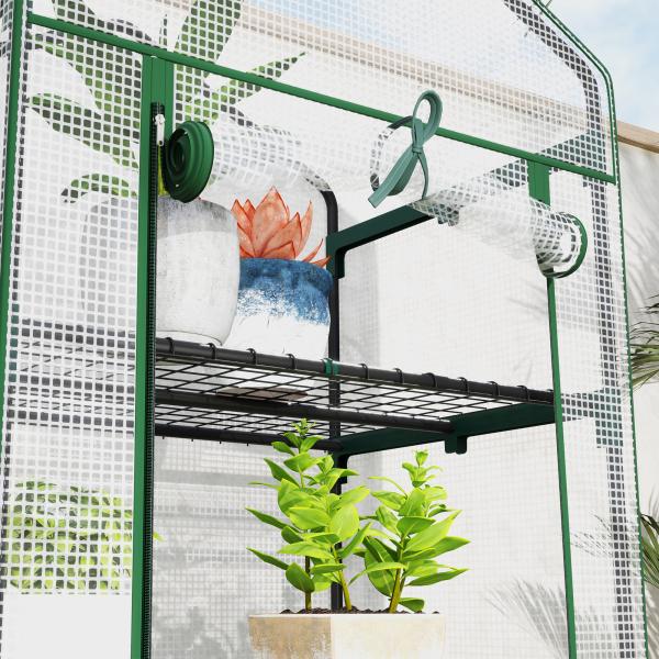 Estufa de Jardim Vertical 69x49x193 cm com 5 Prateleiras Estufa para Plantas e Cultivos com Cobertura Transparente de PE Verde