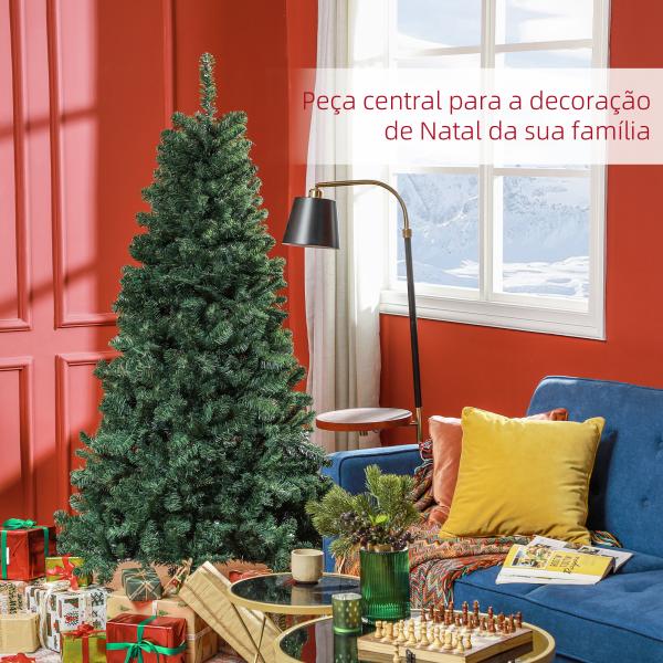 Árvore de Natal Artificial 180 cm com 760 Ramos de Arame de Memória e Base Recolhível Árvore de Natal Verde
