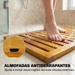 Tapete de Banho em Madera de Acacia 91x51 cm Tapete de Duche Antideslizante com Ripas para Drenagem Madeira