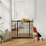 Barreira de Segurança para Cães 74 - 100 cm com Extensões, Montagem por Pressão e Duplo Bloqueio, Preto