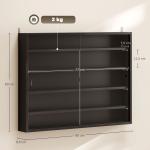 Vitrine de Parede de Madeira com Prateleiras Ajustáveis e 2 Portas Corredeiras de Vidro para Coleções Perfumes 80x9,5x60cm Preto