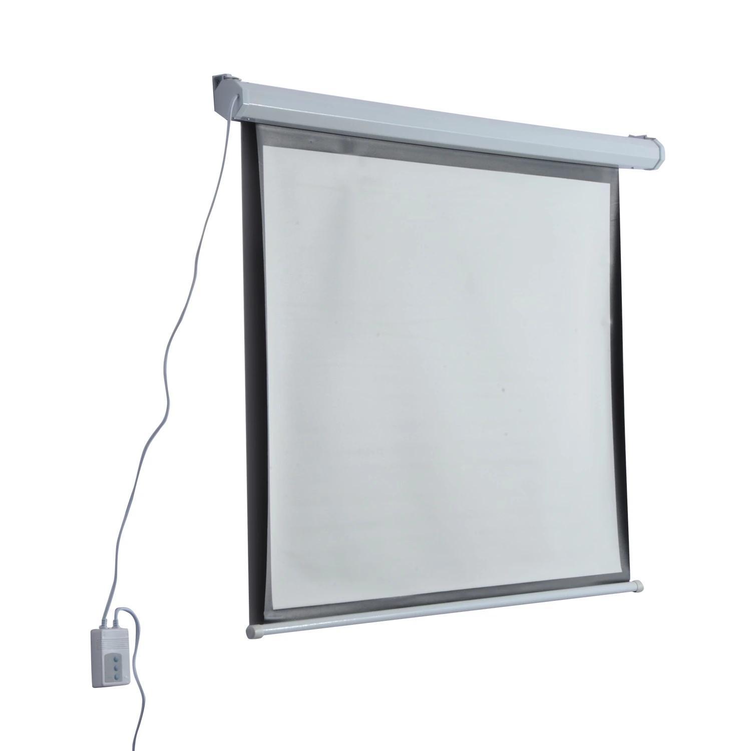 Tela de Projeção Elétrica Portátil Universal 84" 4:3 com Controlo Remoto Suspensa na Parede 171x130 cm Branco