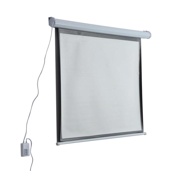 Tela de Projeção Elétrica Portátil Universal 84" 4:3 com Controlo Remoto Suspensa na Parede 171x130 cm Branco