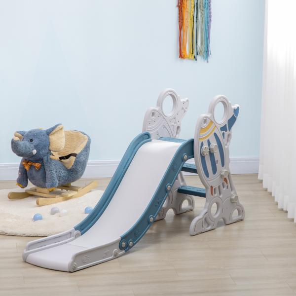 Escorregador para Crianças de 18 - 36 Meses com 3 Degraus Antiderrapantes 157x46,5x80 cm Azul
