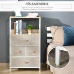 Cómoda com 4 Gavetas Dobráveis e Prateleira Aberta Cómoda com Gavetas de Tecido Anti - Tombo 58x29x103cm Madeira e Cinza Claro