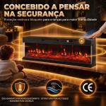 Lareira Elétrica de Encastrar ou Independente 750/1500W, 3 Lados, 12 Cores de Chama 3D, Termóstato, Telecomando, Preta