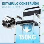 Cadeira Sanita para Pessoas Maiores Dobrável com Altura Ajustável Cubo e Almofadas Antiderrapantes 52,5x46x81,5 - 97 cm Preto