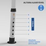 Cadeira de Duche para Idosos com Encosto e Altura Ajustável em 6 Níveis, Carga Máxima de 136 kg Azul Claro e Branco