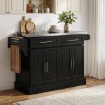 Ilha de Cozinha com Rodas Bancada de Aço Inoxidável 2 Gavetas 4 Portas e 2 Prateleiras Ajustáveis 145x45x93 cm Preto