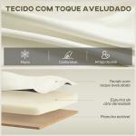 Sofá de 3 Lugares de 181 cm Estofado em Veludo com Almofadas Espessas Pernas de Metal Branco Creme