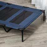 Cama para Animais de Estimação Cama Elevada para Cães Gatos com Tecido Transpirável para Dormir Relaxar Exterior Jardim Terraço 122x91x23cm Azul