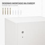 Armário de Medicamentos de Parede 5 Níveis com Prateleiras de Vidro Ajustáveis Fechadura Chaves 30x20x70 cm Branco