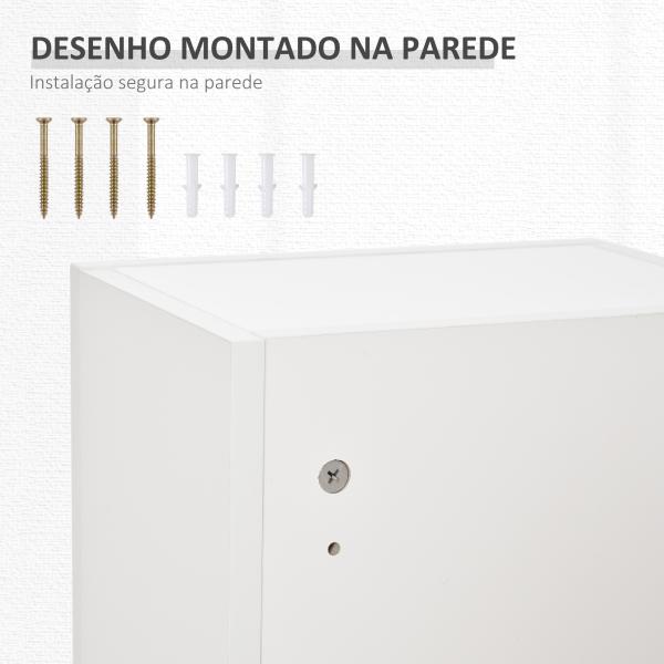 Armário de Medicamentos de Parede 5 Níveis com Prateleiras de Vidro Ajustáveis Fechadura Chaves 30x20x70 cm Branco