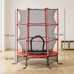 Trampolim para Crianças com Rede de Segurança e Estrutura de Aço para Interiores e Exteriores Carga 50 kg Ø163x190 cm Vermelho