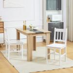 Conjunto de 2 Cadeiras de Sala de Jantar com Encosto de Ripas Estrutura de Madeira de Pinho 41x46,5x85,5 cm Branco