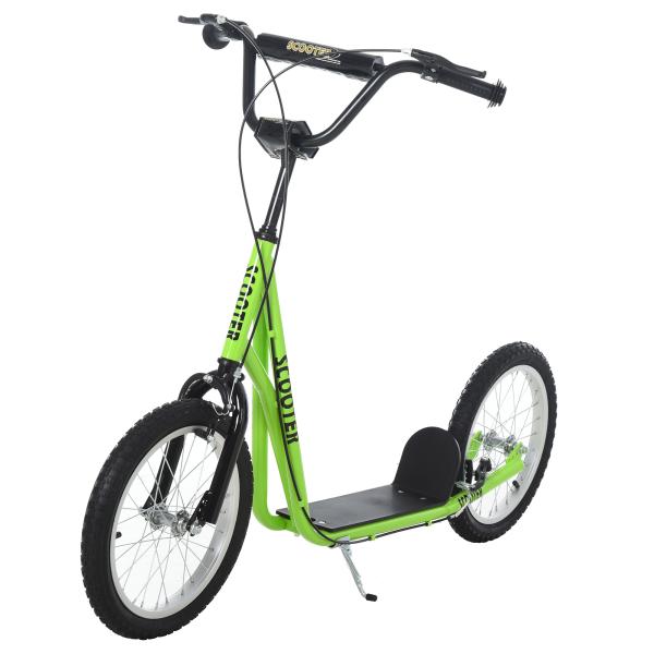 Trotinete com Guiador Ajustável 2 Pneus de Borracha Insufláveis com Travagem Dupla e Rodas 16" 139x58x90 - 96 cm Verde