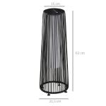 Candeeiro Solar de Vime de Energia Solar com LED 1,5 W Interruptor de Controle Automático de Luz Ø21,5x61cm Preto