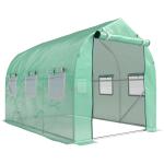 Estufa tipo Túnel 3x2x2 m Estufa de Exterior com 6 Janelas de Malha e Porta Estufa de Cultivos para Pátio Jardim Verde
