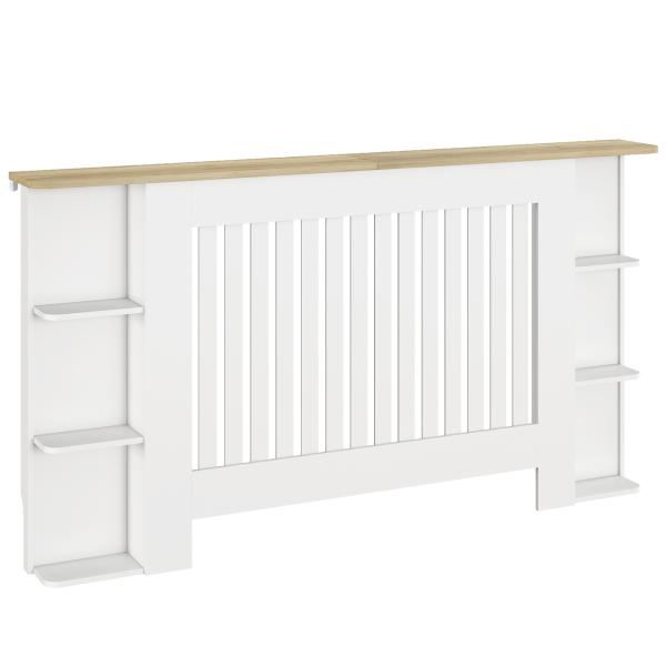 Cobertura para Radiadores com Prateleiras Desenho Moderno de Ripas para Sala de Estar Quarto 152x19x83 cm Branco