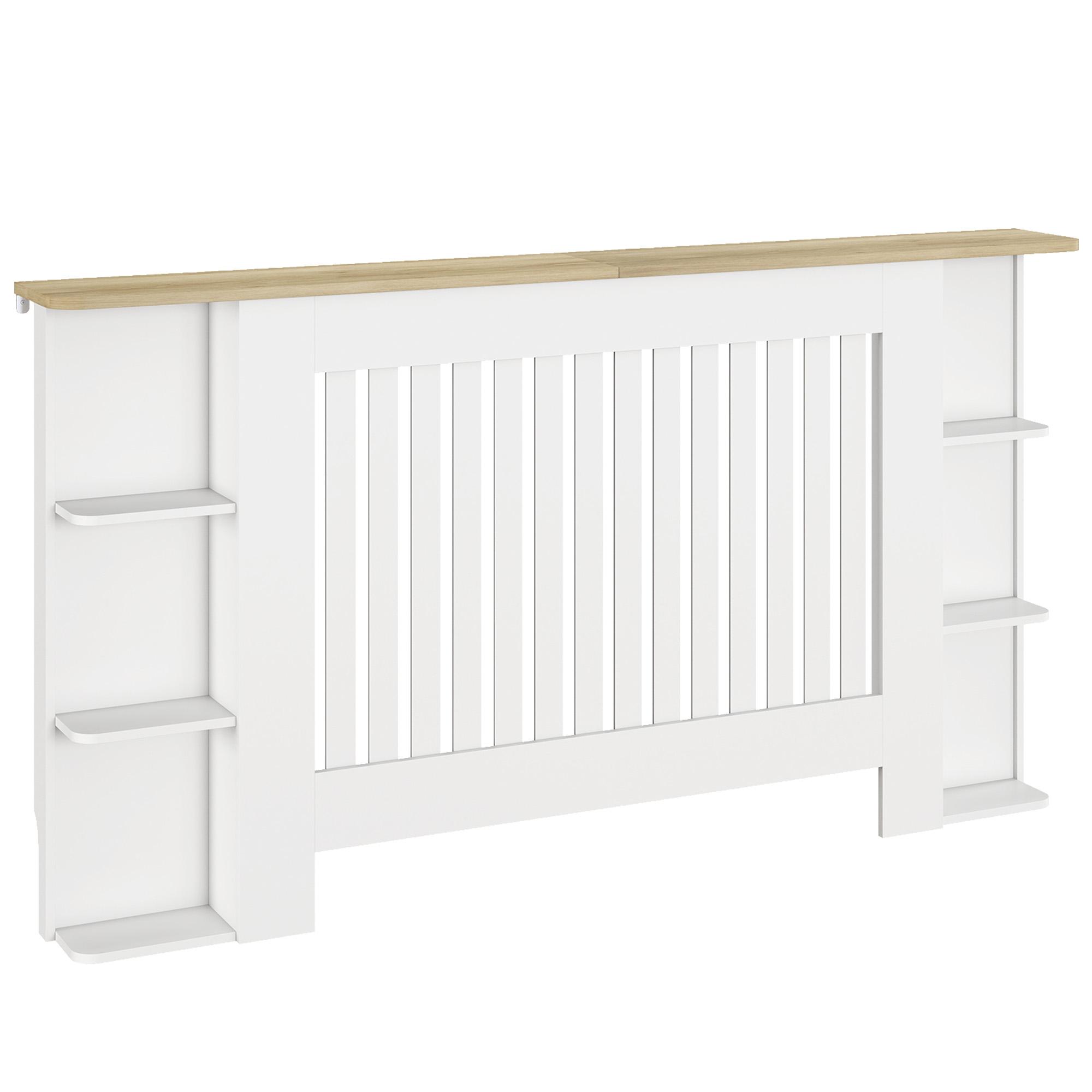 Cobertura para Radiadores com Prateleiras Desenho Moderno de Ripas para Sala de Estar Quarto 152x19x83 cm Branco
