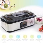 Iogurteira 30W Volume 1,44L com 8 Frascos de Cristal de 180ml Termostato Ajustável Temporizador de 1 - 48 Horas e Desligado Automático 36x18,8x14cm Prata