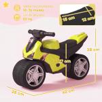Bicicleta sem Pedais Tipo Mota com Música e Rodas Extra Largas para Crianças 18 - 36 Meses Verde