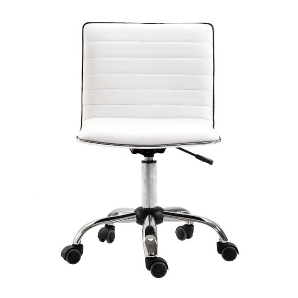 Cadeira de Escritório sem Apoio para os Braços Cadeira de Escritório Giratória com Altura Ajustável 48x52x78 - 90 cm Branco
