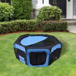 Parque Dobrável para Cães e Gatos, Cercado Portátil para Animais Pequenos, Impermeável em Tecido Oxford, Ø90x41 cm, Azul