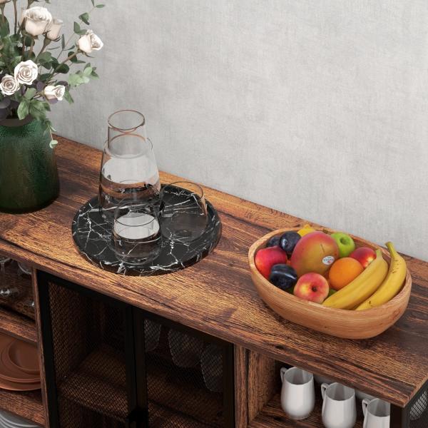 Aparador de Cozinha Industrial Móvel de Armazenamento de Garrafas para Bar Sala Cozinha 120x40x76 cm Castanho Rústico