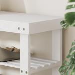 Banco Sapateira de Bambu Organizador de Sapatos com 2 Prateleiras para 6 - 9 Pares de Sapatos 70x28x45 cm Branco