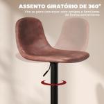2 Bancos de Bar Reguláveis em Altura 84 - 104 cm com Encosto e Apoio para os Pés Estofadas em PU Giratórias em 360° Marrom