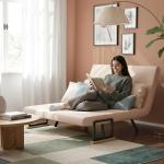 Sofá Cama Convertível 2 Lugares Dobrável com Encosto Ajustável em 5 Níveis e 2 Almofadas 102x73x81 cm Bege Claro