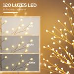 Árvore Sintética Altura 150cm com 120 Luzes LED IP44 Ajustável em 3 Modos Ramos Flexíveis 20x20x150cm Branco