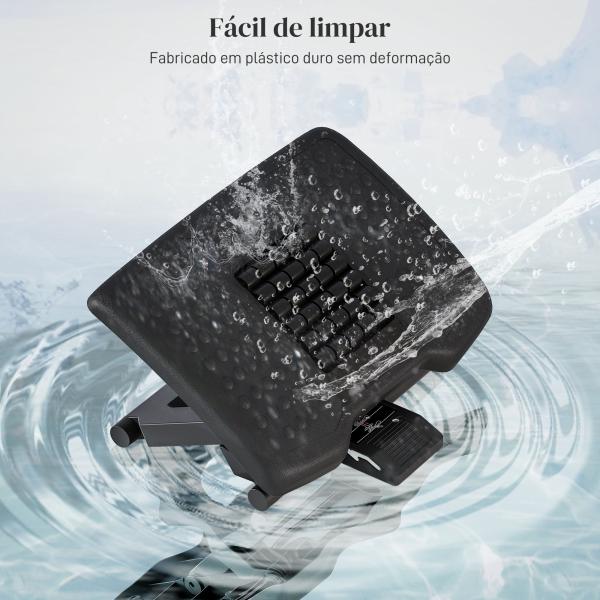 Apoio para os Pés com Altura e Ângulo Ajustáveis Superfície de Massagem e Almofadas Antiderrapantes 46x35x11 - 17 cm Preto