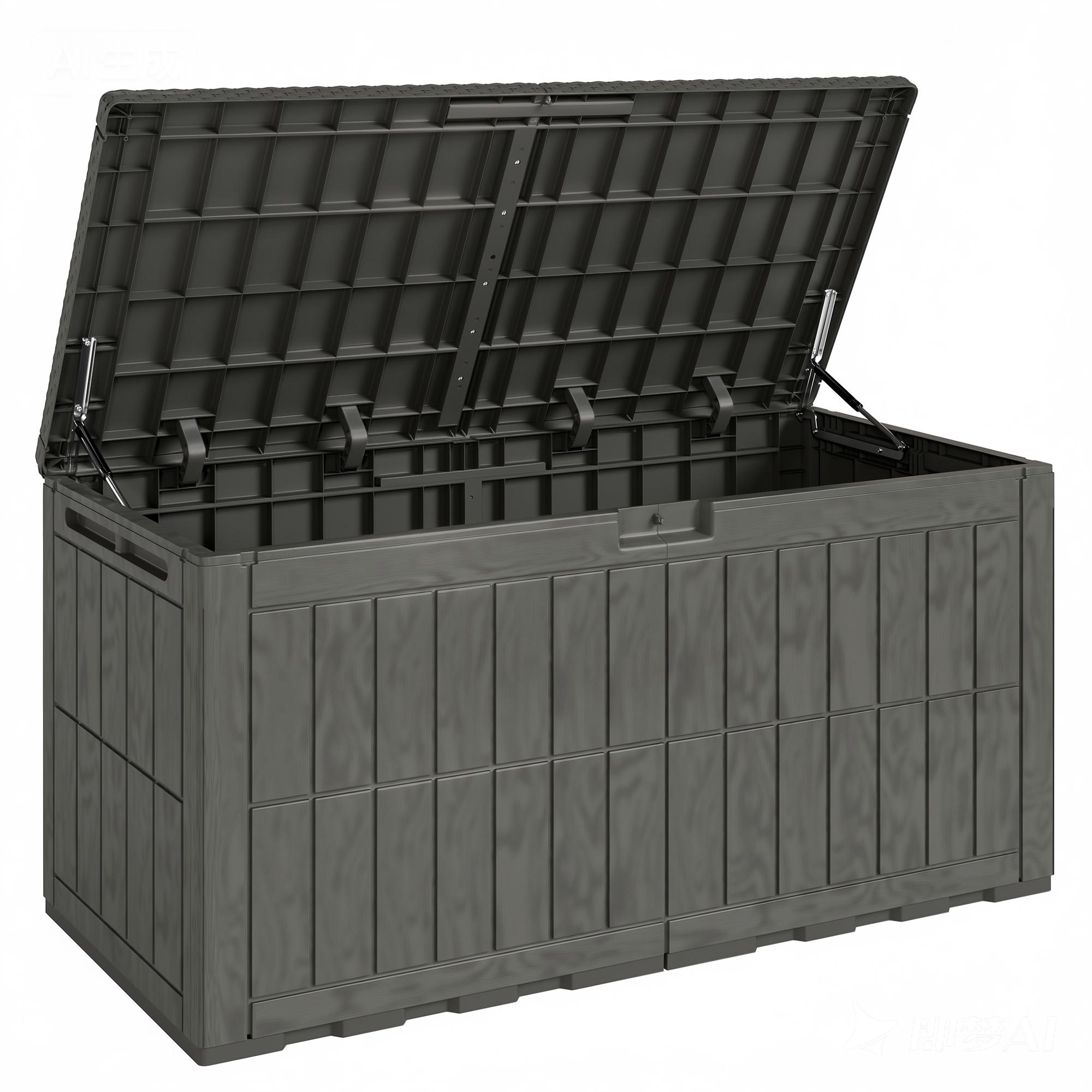 Baú Exterior Capacidade 440L em Resina Resistente à Água e aos Raios UV com Tampa Bloqueável 133x62x65 cm Castanho