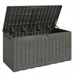 Baú Exterior Capacidade 440L em Resina Resistente à Água e aos Raios UV com Tampa Bloqueável 133x62x65 cm Castanho