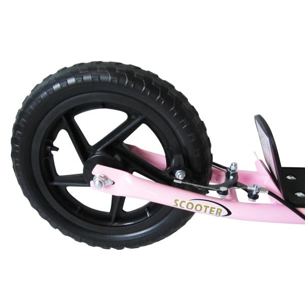 Trotinete para Crianças acima de 5 anos Scooter de 2 Rodas Grandes de 12 Polegadas com Freio e Guidão Ajustável em Altura Carga Máx. 50kg 120x52x80 - 88cm Rosa