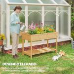 Horta Floreira de Madeira Mesa de Cultivo com Prateleira Inferior Floreira Elevada para Cultivo 110x46x76 cm Madeira