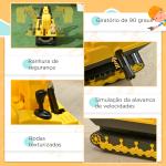 Escavadora sem Pedais com Braço Móvil Carro Andador com Assento de Armazenamento Pá Dianteira e Buzina 78x24x58,5 cm Amarelo