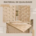 Biombo de 4 Painéis 160x170 cm Separador de Ambientes Dobrável com 2 Prateleiras de Exibição para Escritório Quarto Natural
