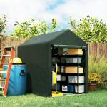 Abrigo para Ferramentas Bicicletas e Motos 120x179x165 cm Garagem Portátil com 2 Habitações Verde Escuro