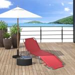 Espreguiçadeira Dobrável Espreguiçadeira de Jardim com Encosto Ajustável em 5 Posições para Terraço 187x55x24 cm Vermelho