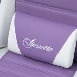 Cadeira Gaming Giratória de Couro PU com Altura Ajustável Inclinável 135° Apoio para a Cabeça 65x63x136 - 142 cm Branco e Roxo