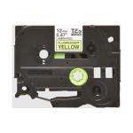 Fita BROTHER laminada com texto Preto e fundo Amarelo Fluorescente 12mm x 5m — Recondicionada