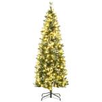 Árvore de Natal Artificial com 240 Luzes LED 618 Ramos Suporte de Aço e Formato Slim para Interior Ø68x180 cm Verde